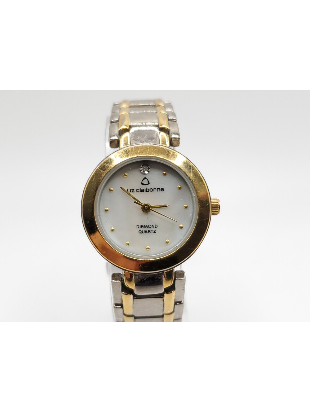 Liz Claiborne Diamond Quartz Womens Watch New Battery Two-Tone MOP Dial 25mm